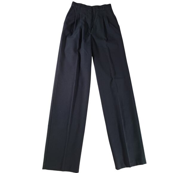 70s Vintage Contrast Stitch Black Goth Dark Androgynous Academia Pleated Pants - Picture 1 of 6